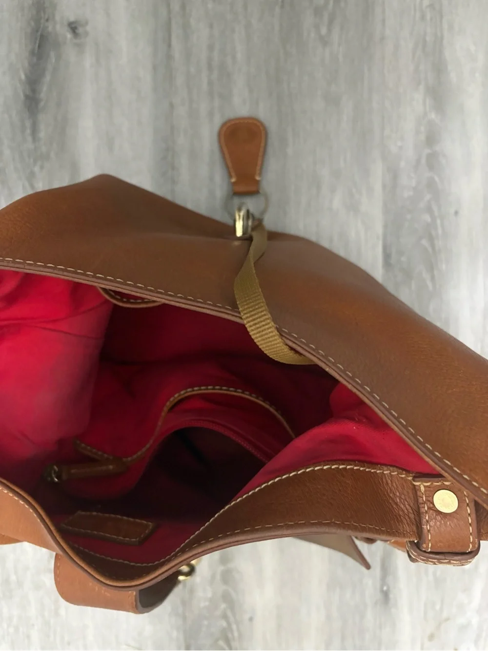 Dooney & Bourke Logo Lock Toscana Leather Shoulder Bag AND Pouch-Lily